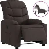 vidaXL Fauteuil verstelbaar elektrisch stof donkerbruin