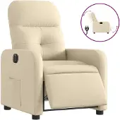 vidaXL Fauteuil verstelbaar elektrisch stof crèmekleurig