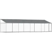 vidaXL Hondenhok met dak en deur 8x2x2 m gegalvaniseerd staal grijs