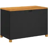 vidaXL Tuinbox 110x55x63 cm poly rattan en acaciahout zwart