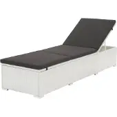 vidaXL Ligbed met zwart kussen poly rattan wit