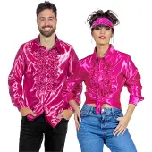 Coppens Ruche blouse satijn cyclaam - Satijn - Retro kleding | Maat 54 |