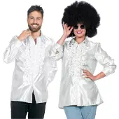 Coppens Ruche blouse satijn Wit - Satijn - Retro kleding | Maat 52 |