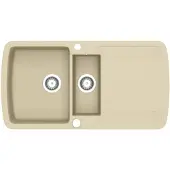 vidaXL Gootsteen dubbele bakken graniet beige