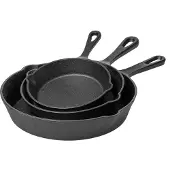 Blackwell Koekenpannenset - Skillet Ø 16, 20 en 25 cm - Gietijzer - Zonder Anti-Aanbaklaa