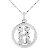 Montebello Ketting Tweeling - Dames - Zilver Gerhodineerd - Sterrenbeeld - 12 x 25 mm - 45 cm
