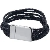 Behave - Armband met meerdere gevlochten bandjes - Zwart pu leer
