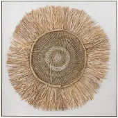 J-Line wanddecoratie Ibiza Cirkel - canvas/verf - creme/wit - large