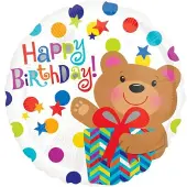 Amscan FolieBallon 45cm Happy birthdy Teddy Bear