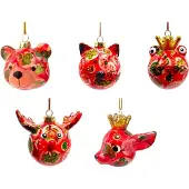 Pomme pidou Kerstballen set 001 5 stuks (5x5x5cm - Keramiek)