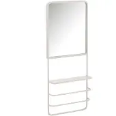 J-Line hangrek met spiegel - metaal/glas - wit