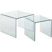 J-Line Set van 2 sidetable glass transparant