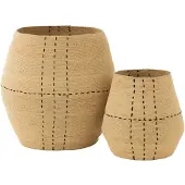 OEM Set van 2 manden met gestippelde lijnen van zeegras natuurlijk/zwart