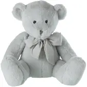 J-Line Bear plush with bow tie polyester grey large