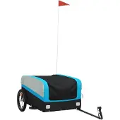 vidaXL Fietstrailer 45 kg ijzer zwart en blauw