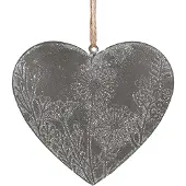 Clayre & Eef Decoratie Hanger Hart 10 cm Grijs IJzer Grijs
