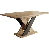 Meubella Eetkamertafel Xandra - Eiken - Zwart - 160 cm - Uitschuifbaar
