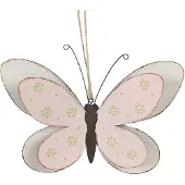 Clayre & Eef Decoratie Hanger Vlinder 16 cm Roze IJzer Roze