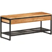 vidaXL Schoenenbankje 110x35x45 cm massief acaciahout en ijzer