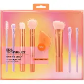 Real Techniques Makeup Brushes Brush Sets Level Up Brush + Sponge Set Brow Spoolie 343 + Base Shadow 301 + Liquid Highlight 411 + Contour Brush 206 + Miracle Complexion Sponge + Sculpting Brush 401 +