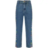 Vingino straight leg jeans met sterren mid blue wash Blauw Meisjes Denim - maat 152