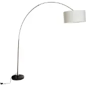 QAZQA Booglamp staal stofkap wit 50 cm - XXL