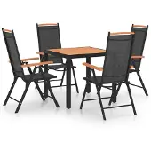 vidaXL 5-delige tuinset, aluminium, zwart