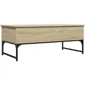 vidaXL Salontafel 100x50x40 cm bewerkt hout en metaal sonoma eiken