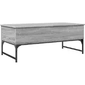 vidaXL Salontafel 100x50x40 cm bewerkt hout en metaal grijs sonoma