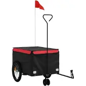 vidaXL Fietstrailer 45 kg ijzer zwart en rood