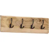 vidaXL Wandkapstok met 4 haken massief mangohout