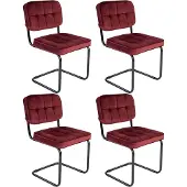 Kick buisframe stoel Ivy rood - set van 4