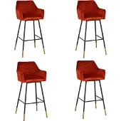 Bronx71 Velvet barkruk Fiona koper 65-78 cm - Barkrukken set van 4 - barstoel