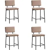Bronx71 Velvet barkruk Espen taupe 64-77 cm - Barkrukken set van 4 - barstoel