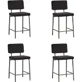 Bronx71 Velvet barkruk Espen zwart 64-77 cm - Barkrukken set van 4 - barstoel