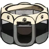 Springos Puppyren | Hondenren | Opvouwbare dierenren | 114 cm | Grijs/Zwart/Beige