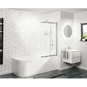 Luca Varess Vetras uitschuifbare badwand 100 cm helder glas glanzend zilver profiel