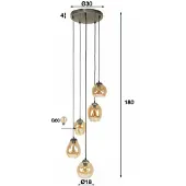 Hoyz hanglamp 5l mix getrapt mix amberkleurig glas