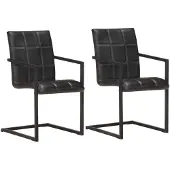 vidaXL Eetkamerstoelen 2 st echt leer zwart