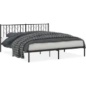 vidaXL Bedframe met hoofdbord metaal zwart 183x213 cm
