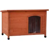 @Pet hondenhok met kunststof flappen bungalow 85x57x59 cm naturel