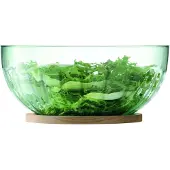 LSA International Mia serveerschaal met houten voet - glas - Ø 16,5 cm