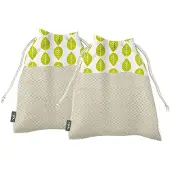 Bee's Wax - Eco Friendly Vershoudzak Klein Set van 2 Stuks Leaves - Biologisch Katoen - Multicolor