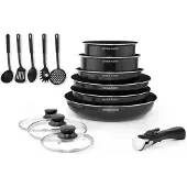 Arthur Martin 15-piece removable cookware set 16-20-22-24-26 cm black - All hobs including induction