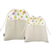 Bee's Wax - Eco Friendly Vershoudzak Groot Set van 2 Stuks Fruit &amp, Vegetable - Biologisch Katoen - Multicolor