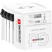 Skross Adaptateur de voyage 150 Pays avec sortie USB et Sortie Type C 65 W Blanc