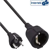 InLine CEE 7/7 (recht) - CEE 7/3 (recht) stroom verlengkabel | 3x 1,50mm | zwart | 20 meter