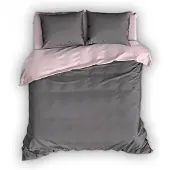 Romanette Dekbedovertrek Comtesse Antraciet Roze Flanel-240 x 200 / 220 cm | Lits-Jumeaux