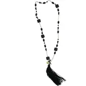 Behave - Lange ketting - Trendy stijl - Zwart goudkleur kwastje