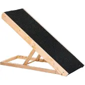 PawHut Hondenloopplank hondenladder verstelbare hondenhelling grenenhout zwart + natuurlijk hout D06-102